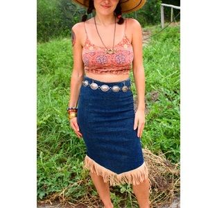 🌻Vintage Fringe Jean Skirt🌻
